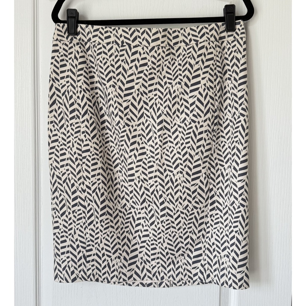Loft Printed Pencil Skirt Cream Black Geometric Print Size 12 NWT‎ Corporate